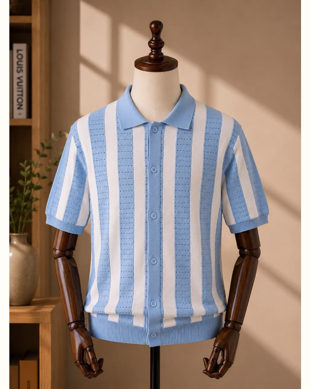 Ocean Stripe Knit Polo