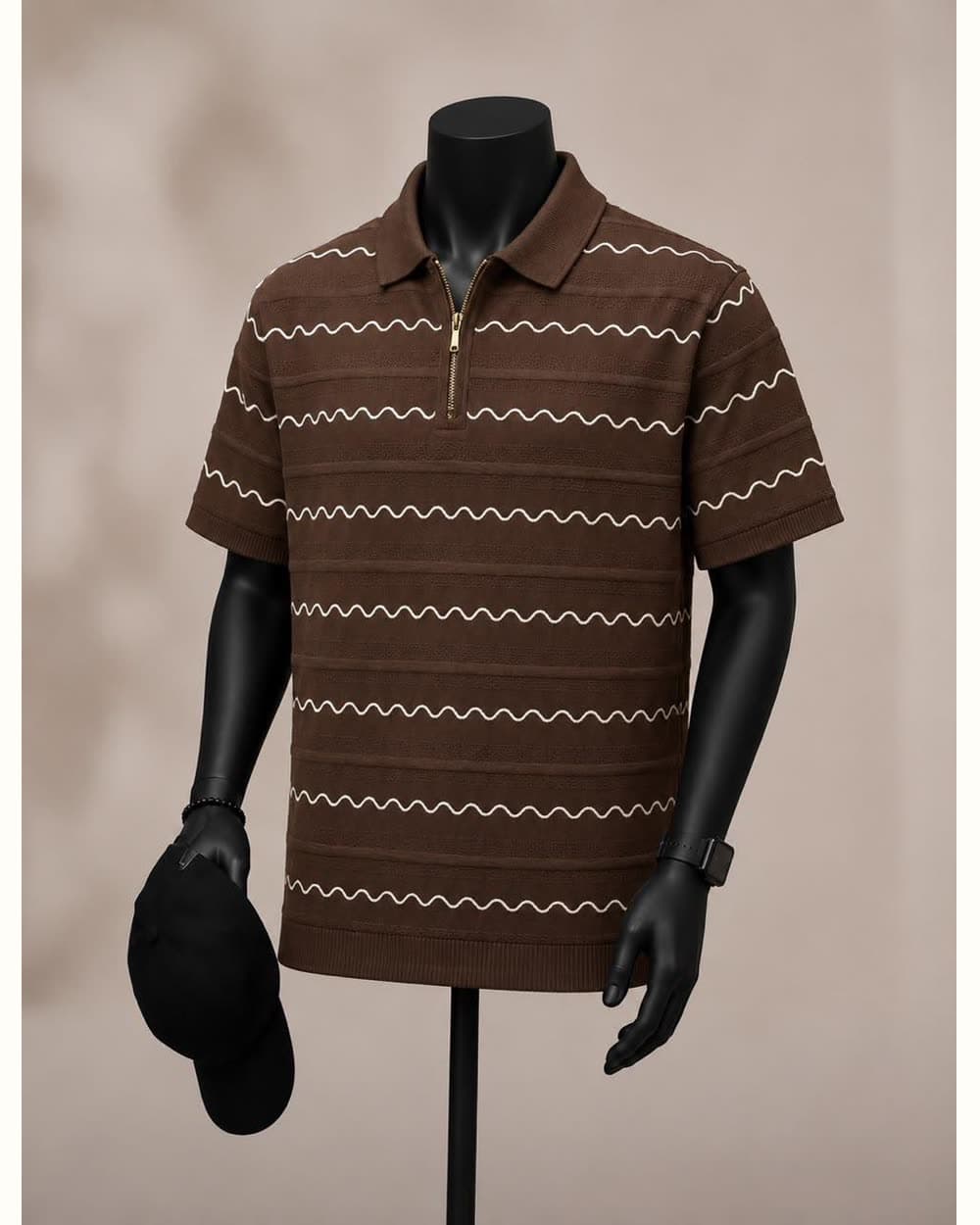 Wave Zip Polo, Chocolate