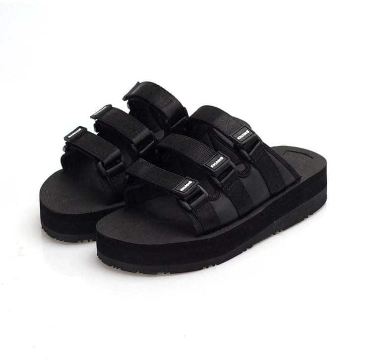Black Buckle Platform Sandals