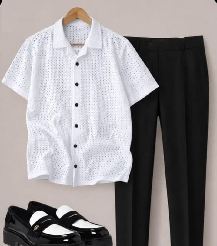 Pin Dot Shirt and Trouser Outfit