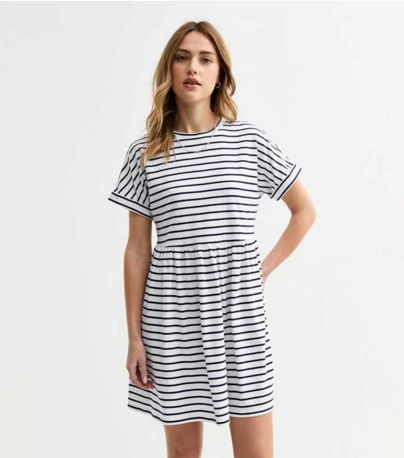 Smock dr white stripe