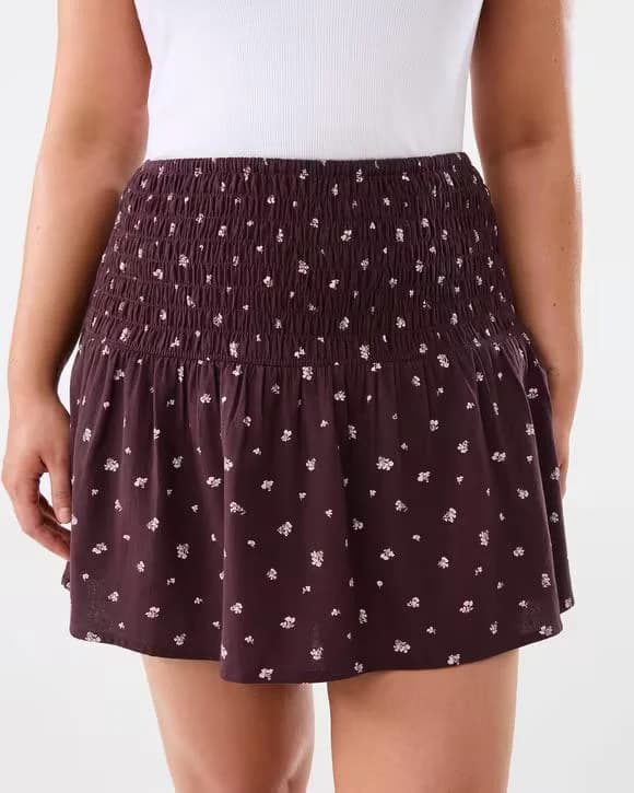 Shirred mini skirt ditsy