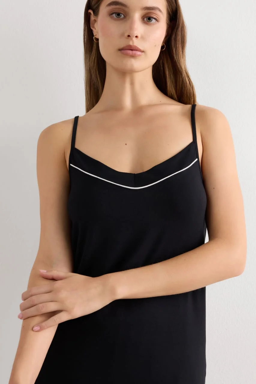 Satin cami nightie black