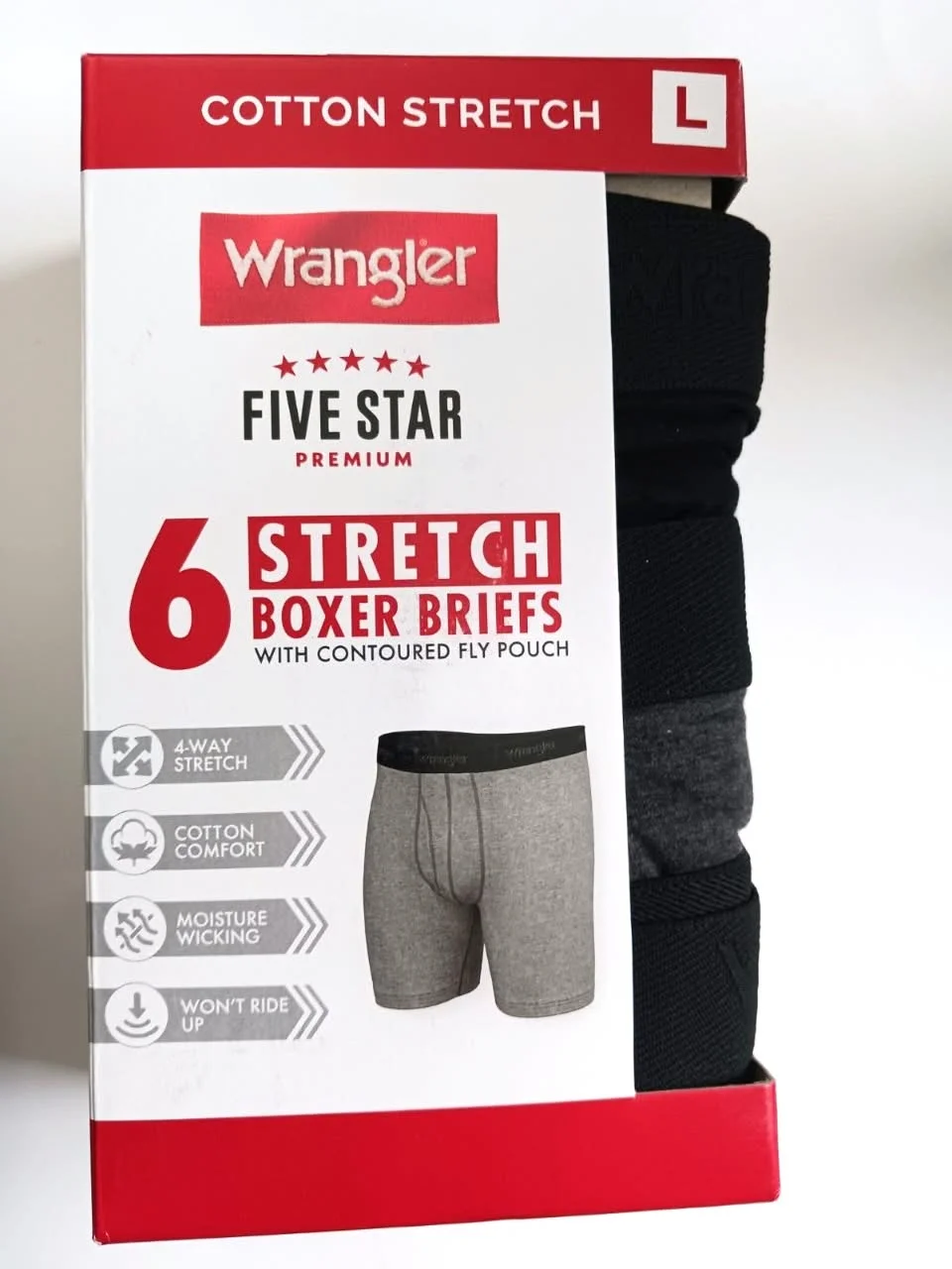 6 Pack Wrangler stretch briefs