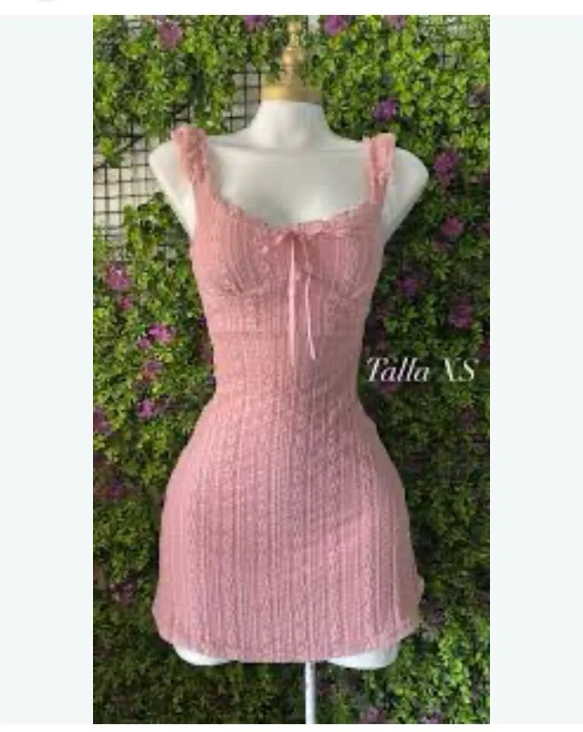 Lace mini dress(dusty rose)